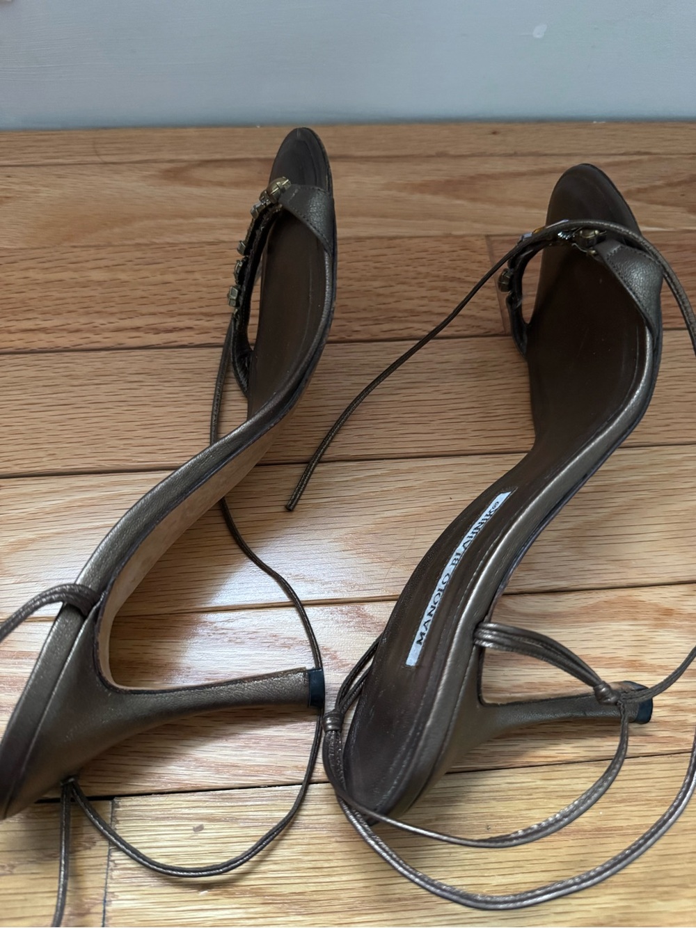 Manolo Blahnik Prisca Nappa caffe bronze sandals Size 8.5 - Picture 4 of 8